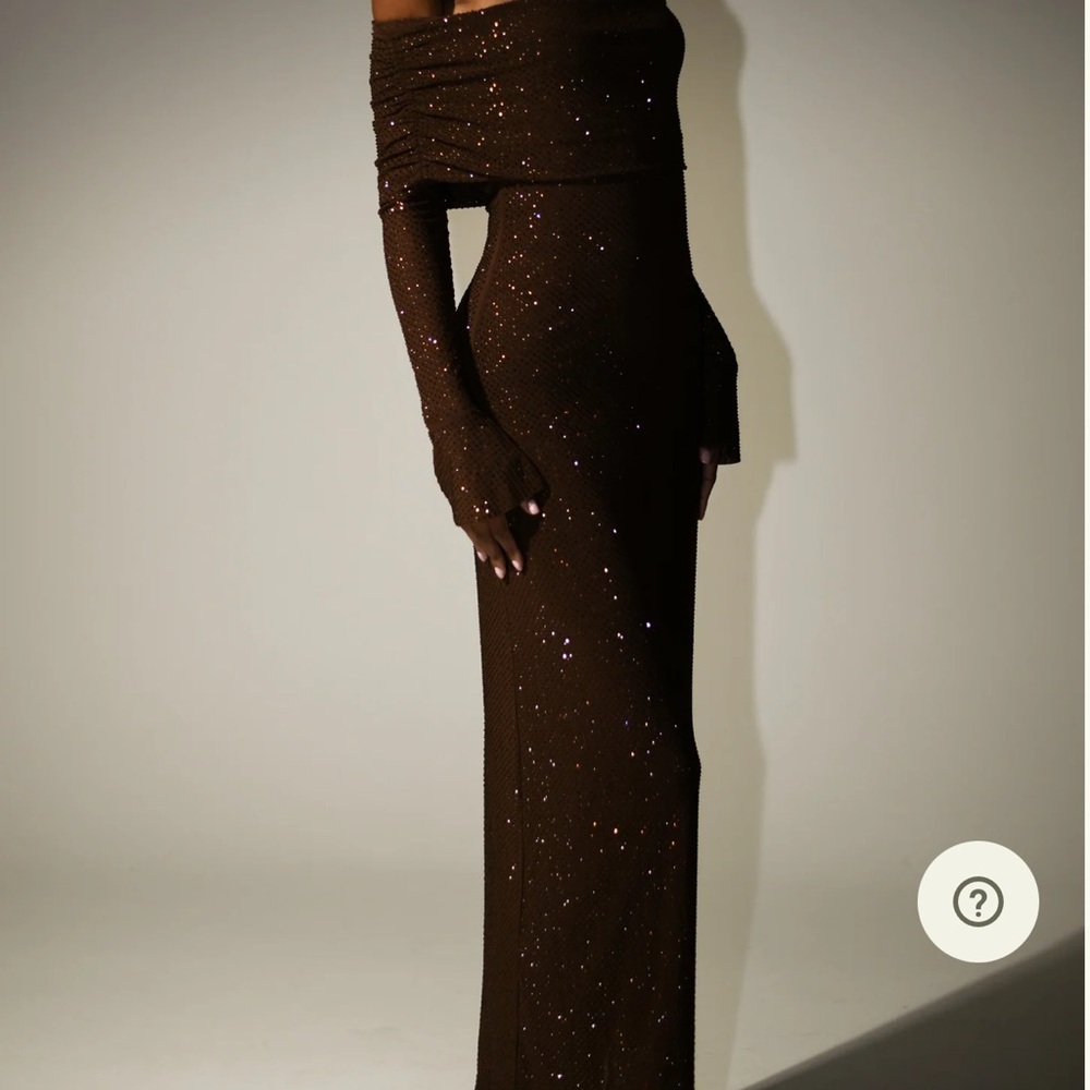 Meshki Brown Off-Shoulder Dress